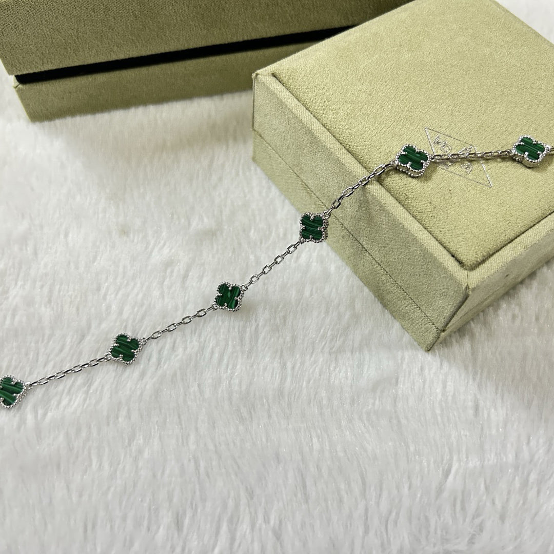 [：Polaidi Jewelry]クローバー 6モチーフ マラカイト ブレスレット