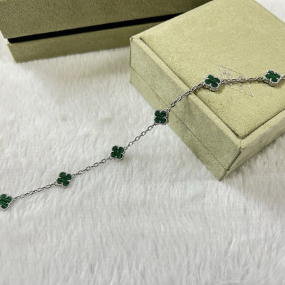 [：Polaidi Jewelry]クローバー 6モチーフ マラカイト ブレスレット