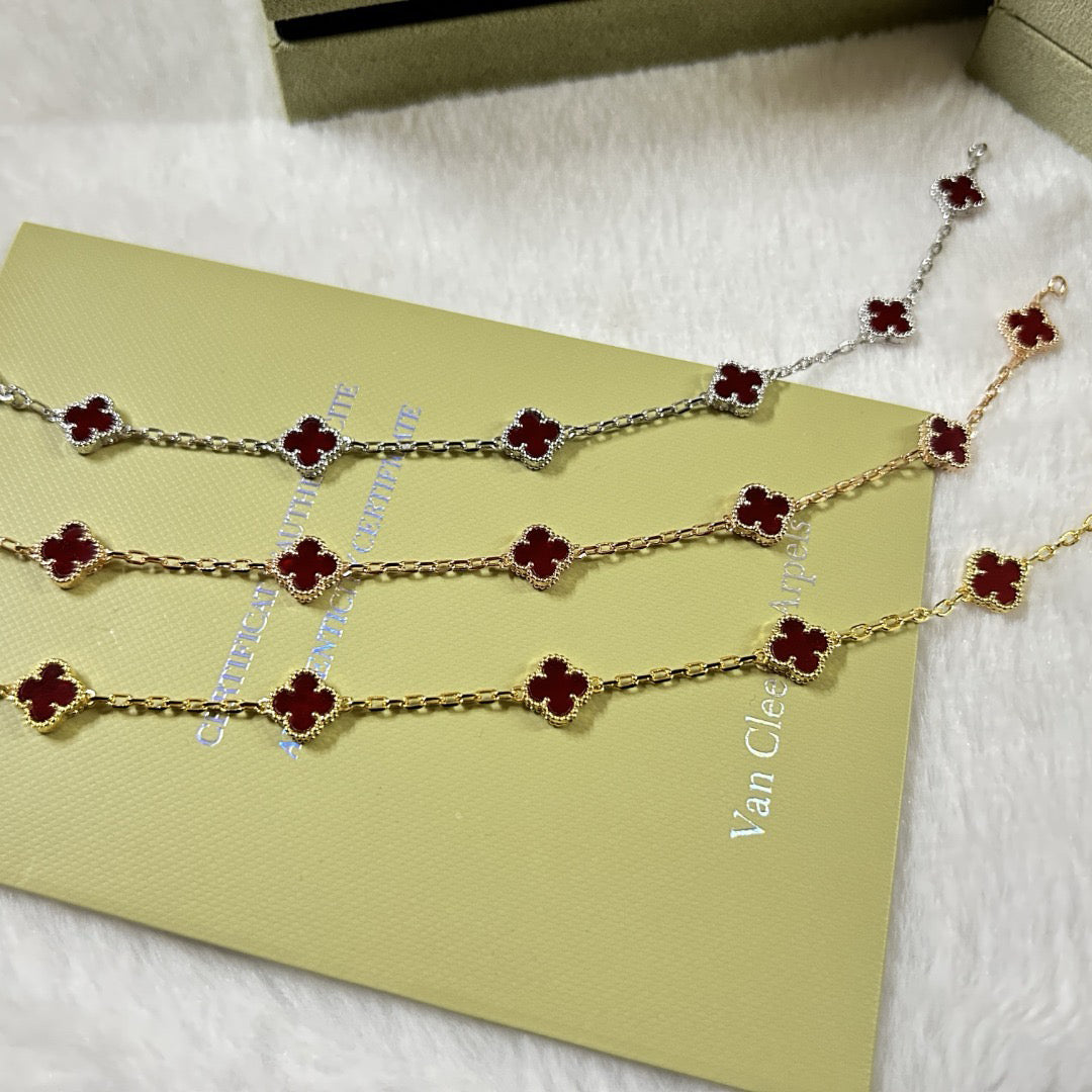 [：Polaidi Jewelry]CLOVER 6 MOTIF RED AGATE BRACELET