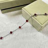 [Perlaura Jewelry ]CLOVER 6 MOTIF RED AGATE BRACELET