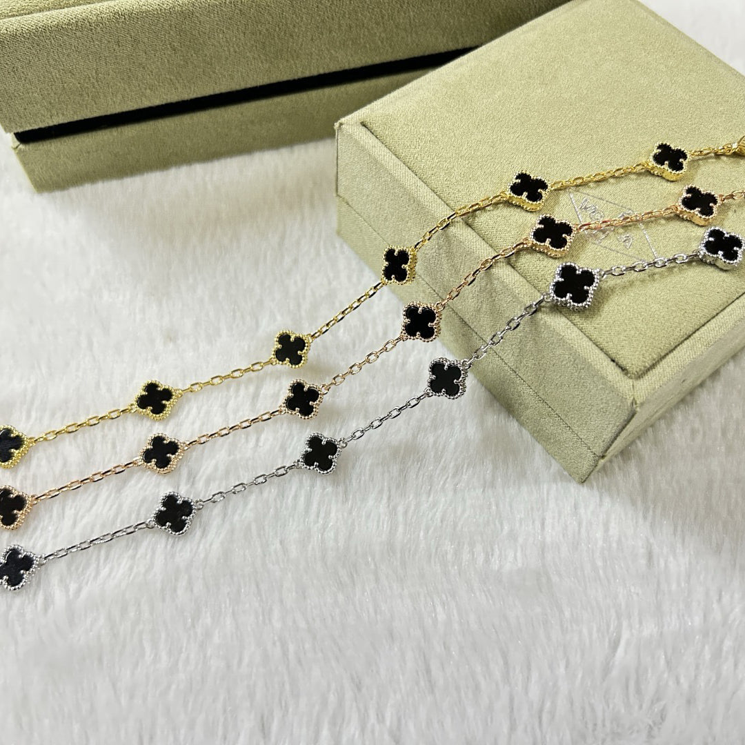 [：Polaidi Jewelry]CLOVER 6 MOTIF  ONYXS BRACELET