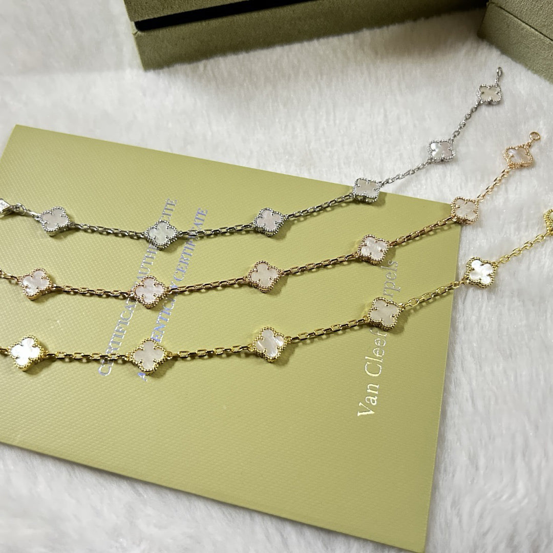 [Polaidi Jewelry]CLOVER 6 MOTIF WHITE MOP BRACELET