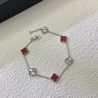 [Perlaura Jewelry ]CLOVER 6 MOTIF RED AGATE LASER BRACELET