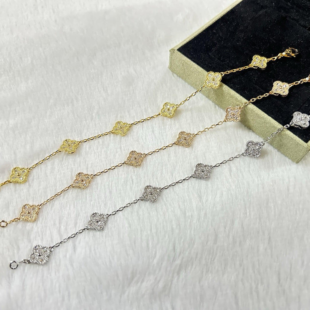 [Polaidi Jewelry]クローバー 6モチーフ ダイヤモンドブレスレット