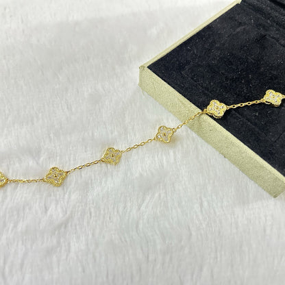 [Polaidi Jewelry]クローバー 6モチーフ ダイヤモンドブレスレット