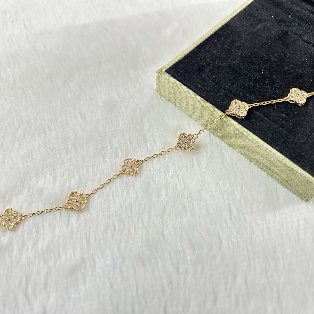 [Polaidi Jewelry]クローバー 6モチーフ ダイヤモンドブレスレット