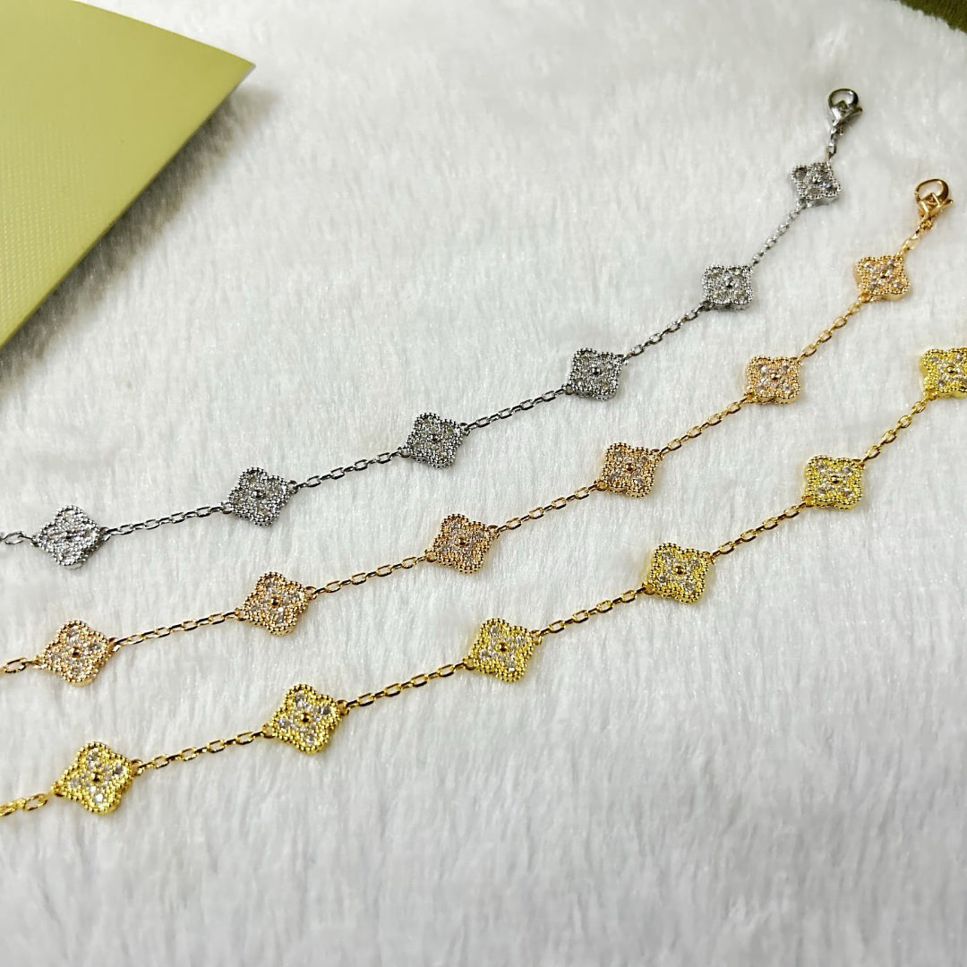 [Polaidi Jewelry]クローバー 6モチーフ ダイヤモンドブレスレット
