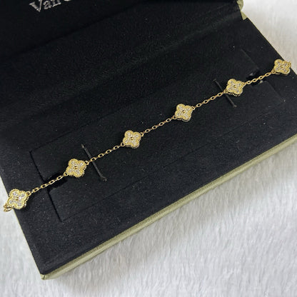 [Polaidi Jewelry]クローバー 6モチーフ ダイヤモンドブレスレット