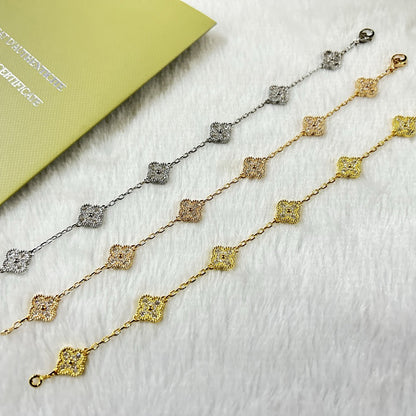 [Polaidi Jewelry]クローバー 6モチーフ ダイヤモンドブレスレット