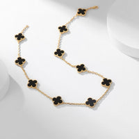 [Perlaura Jewelry ]CLOVER 10 MOTIFS ONYX NECKLACE