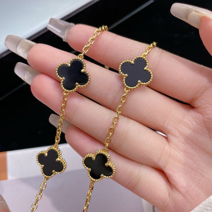 [：Polaidi Jewelry]CLOVER 10 MOTIFS ONYX NECKLACE
