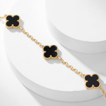 [：Polaidi Jewelry]CLOVER 10 MOTIFS ONYX NECKLACE