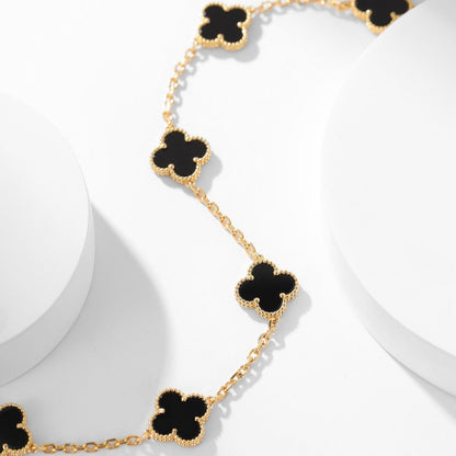 [：Polaidi Jewelry]CLOVER 10 MOTIFS ONYX NECKLACE