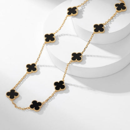 [：Polaidi Jewelry]CLOVER 10 MOTIFS ONYX NECKLACE