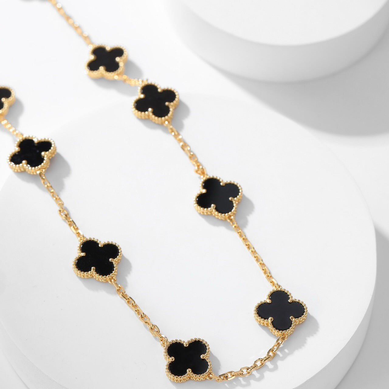 [：Polaidi Jewelry]CLOVER 10 MOTIFS ONYX NECKLACE