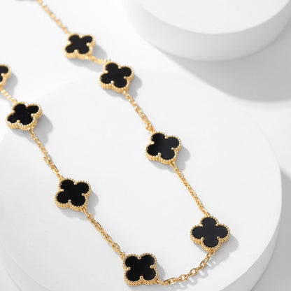 [：Polaidi Jewelry]CLOVER 10 MOTIFS ONYX NECKLACE