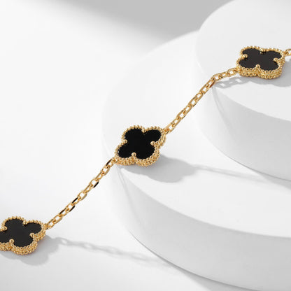 [：Polaidi Jewelry]CLOVER 10 MOTIFS ONYX NECKLACE