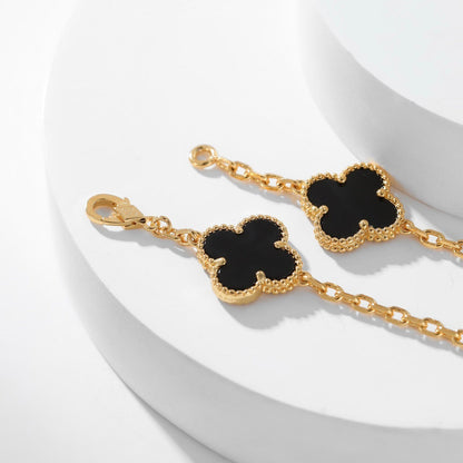 [：Polaidi Jewelry]CLOVER 10 MOTIFS ONYX NECKLACE