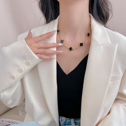 [Polaidi Jewelry]CLOVERS THE 10-MOTIFS ONYX NECKLACE