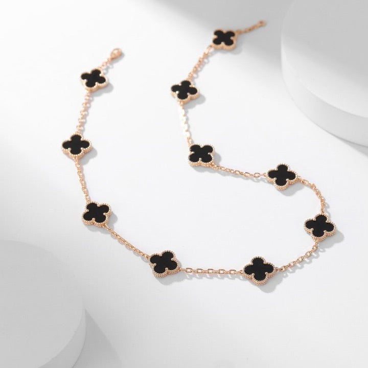 [：Polaidi Jewelry]CLOVER 10 MOTIFS ONYX NECKLACE