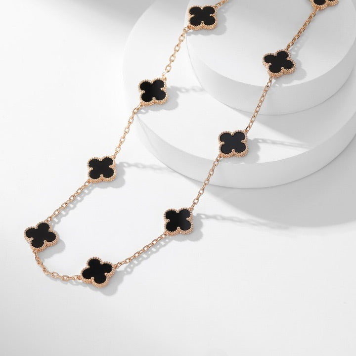 [：Polaidi Jewelry]CLOVER 10 MOTIFS ONYX NECKLACE