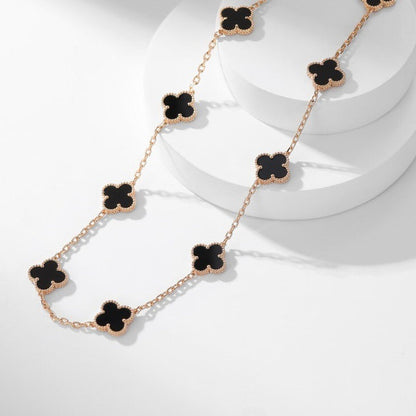 [：Polaidi Jewelry]CLOVER 10 MOTIFS ONYX NECKLACE
