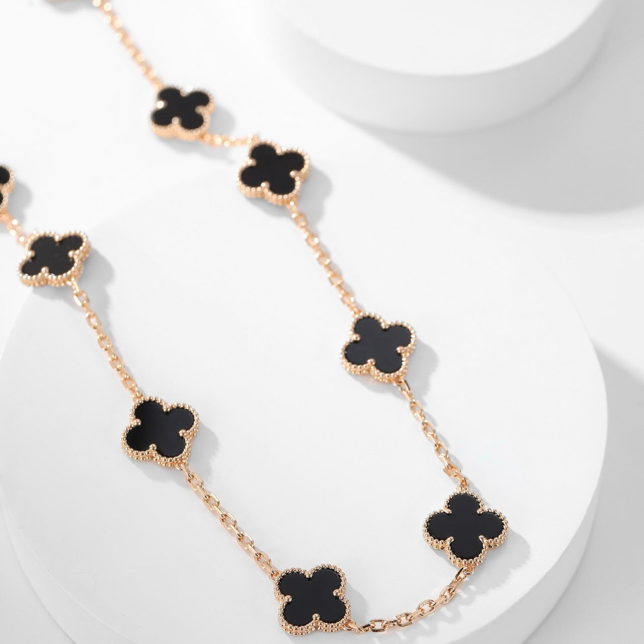 [：Polaidi Jewelry]CLOVER 10 MOTIFS ONYX NECKLACE