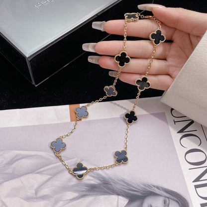 [：Polaidi Jewelry]CLOVER 10 MOTIFS ONYX NECKLACE