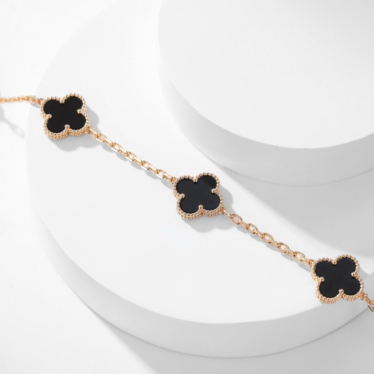 [：Polaidi Jewelry]CLOVER 10 MOTIFS ONYX NECKLACE