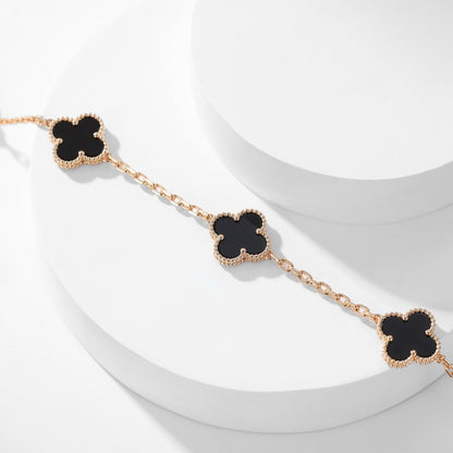 [：Polaidi Jewelry]CLOVER 10 MOTIFS ONYX NECKLACE