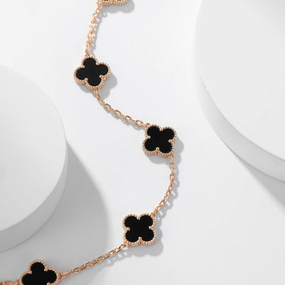 [：Polaidi Jewelry]CLOVER 10 MOTIFS ONYX NECKLACE