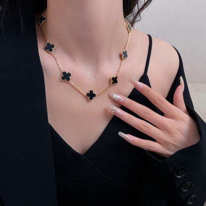 [：Polaidi Jewelry]CLOVER 10 MOTIFS ONYX NECKLACE