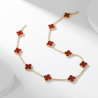 [Perlaura Jewelry ]CLOVER 10 MOTIFS CARNELIAN NECKLACE