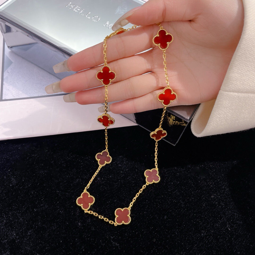 [：Polaidi Jewelry]CLOVER 10 MOTIFS CARNELIAN NECKLACE