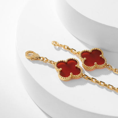 [：Polaidi Jewelry]CLOVER 10 MOTIFS CARNELIAN NECKLACE