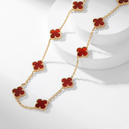 [：Polaidi Jewelry]CLOVER 10 MOTIFS CARNELIAN NECKLACE