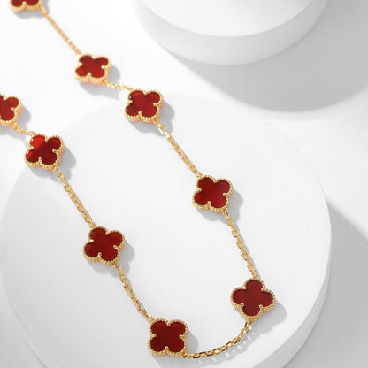 [：Polaidi Jewelry]CLOVER 10 MOTIFS CARNELIAN NECKLACE