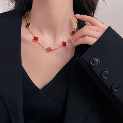 [：Polaidi Jewelry]CLOVER 10 MOTIFS CARNELIAN NECKLACE
