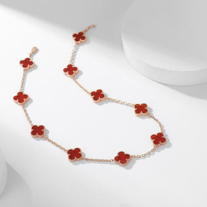 [：Polaidi Jewelry]CLOVER 10 MOTIFS CARNELIAN NECKLACE