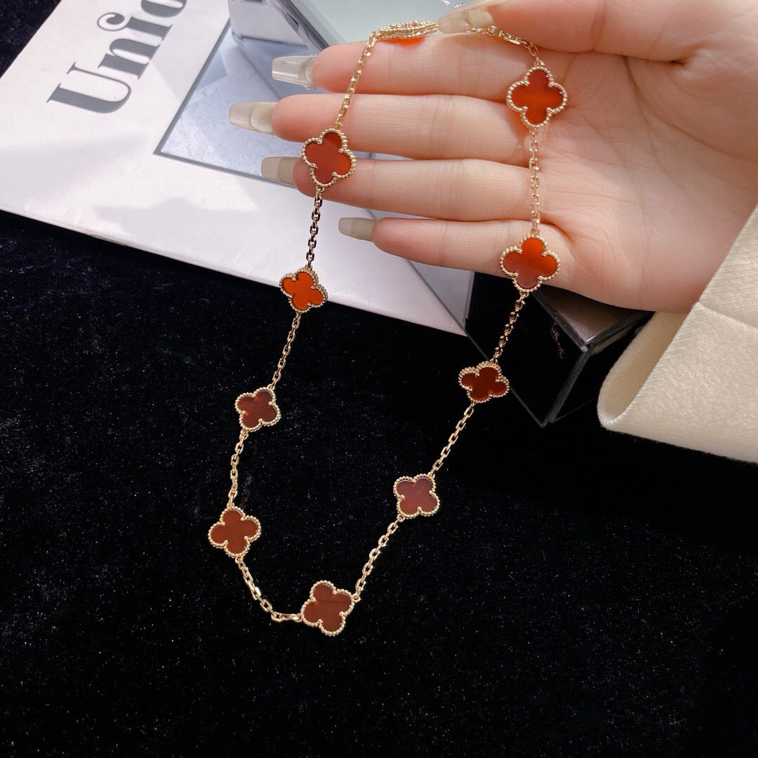 [：Polaidi Jewelry]CLOVER 10 MOTIFS CARNELIAN NECKLACE