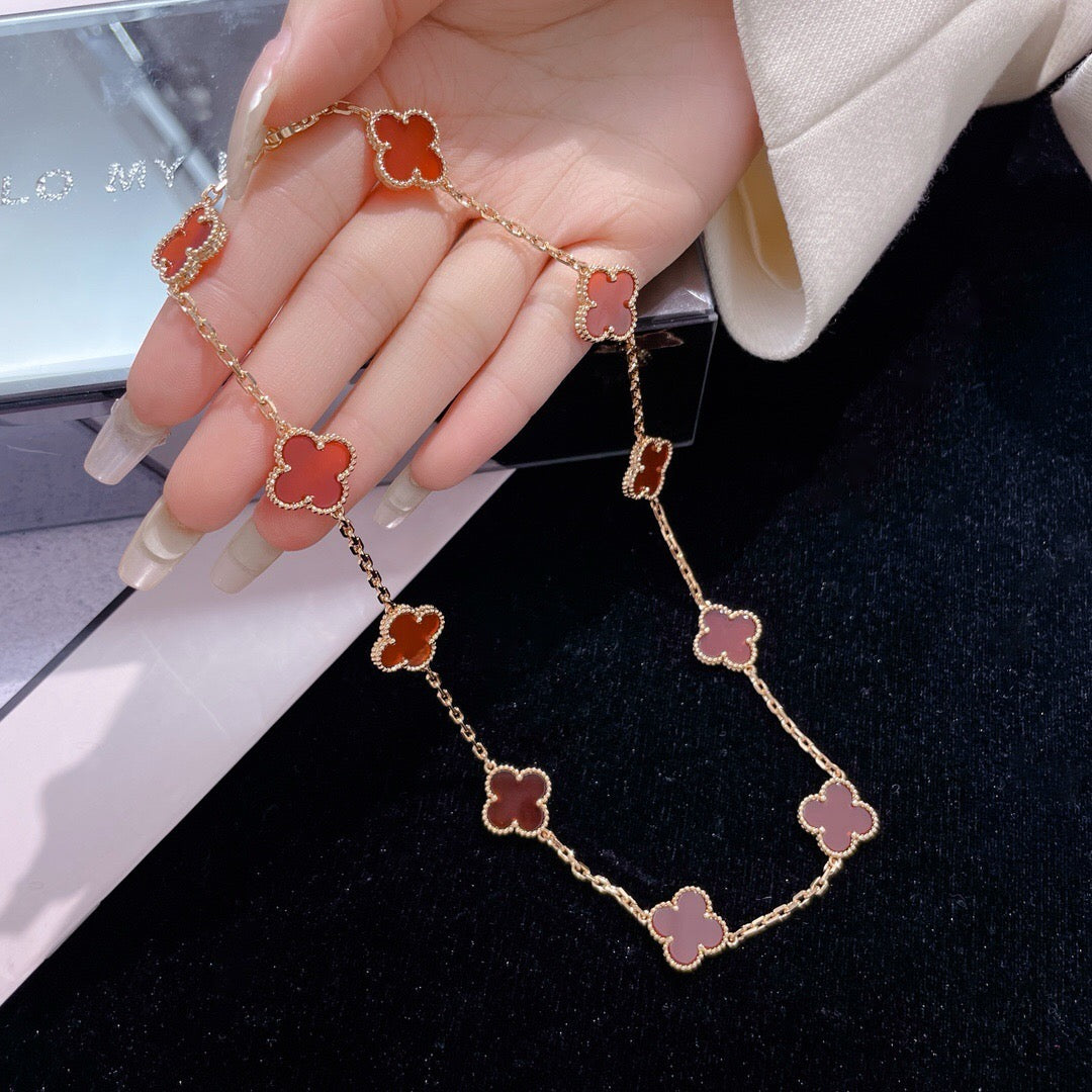 [：Polaidi Jewelry]CLOVER 10 MOTIFS CARNELIAN NECKLACE