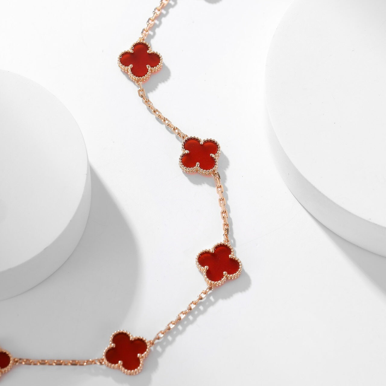 [：Polaidi Jewelry]CLOVER 10 MOTIFS CARNELIAN NECKLACE