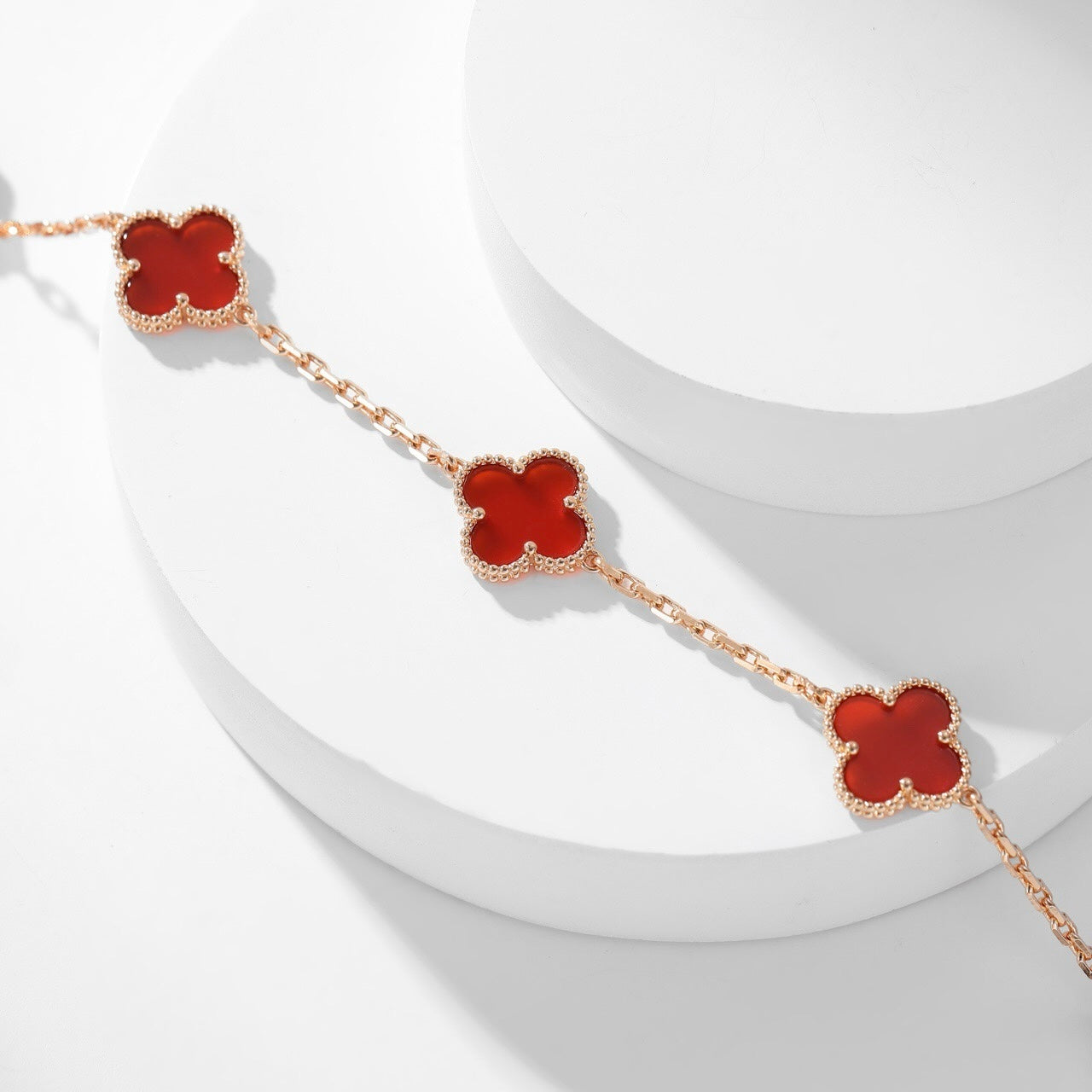 [：Polaidi Jewelry]CLOVER 10 MOTIFS CARNELIAN NECKLACE