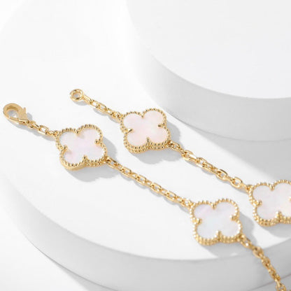 [：Polaidi Jewelry]クローバー 10モチーフ ホワイトマザーオブパール ネックレス