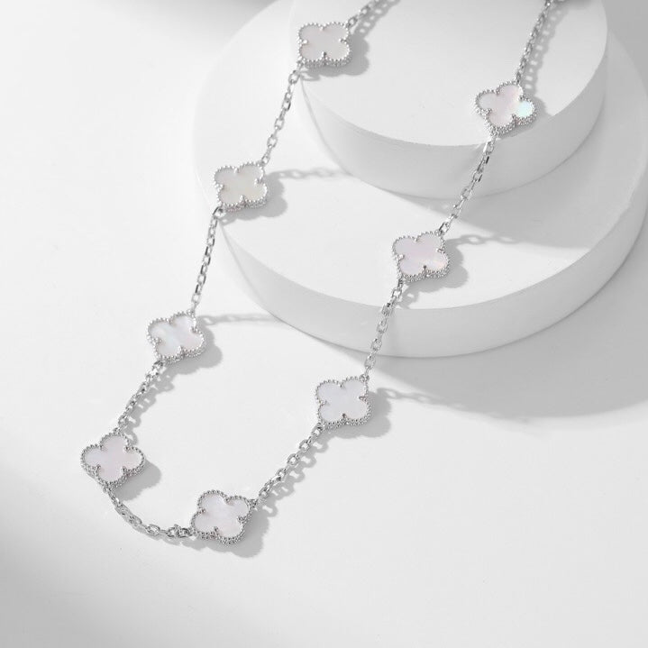 [Polaidi Jewelry]CLOVERS THE 10-MOTIFS WHITE MOTHER OF PEARL NECKLACE