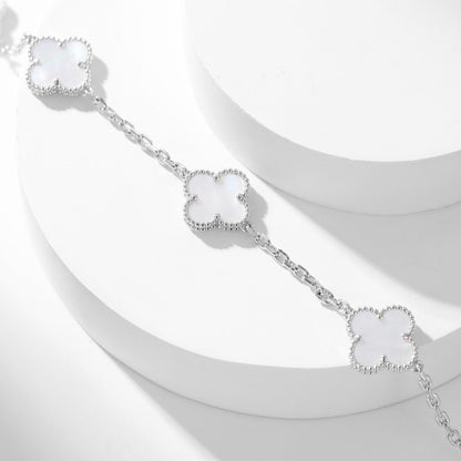 [：Polaidi Jewelry]クローバー 10モチーフ ホワイトマザーオブパール ネックレス