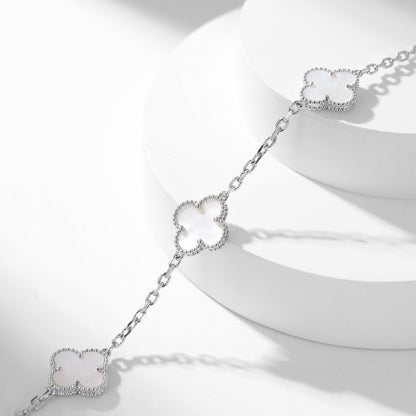 [：Polaidi Jewelry]クローバー 10モチーフ ホワイトマザーオブパール ネックレス