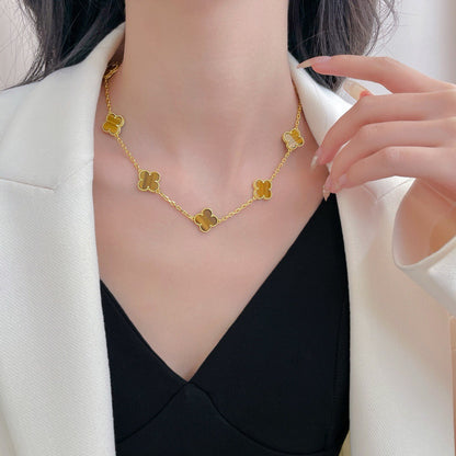 [Polaidi Jewelry]CLOVERS THE 10-MOTIFS TIGER EYE NECKLACE