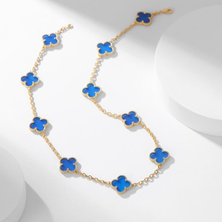 [：Polaidi Jewelry]CLOVER 10 MOTIFS BLUE AGATE NECKLACE
