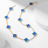 [Perlaura Jewelry ]CLOVER 10 MOTIFS BLUE AGATE NECKLACE